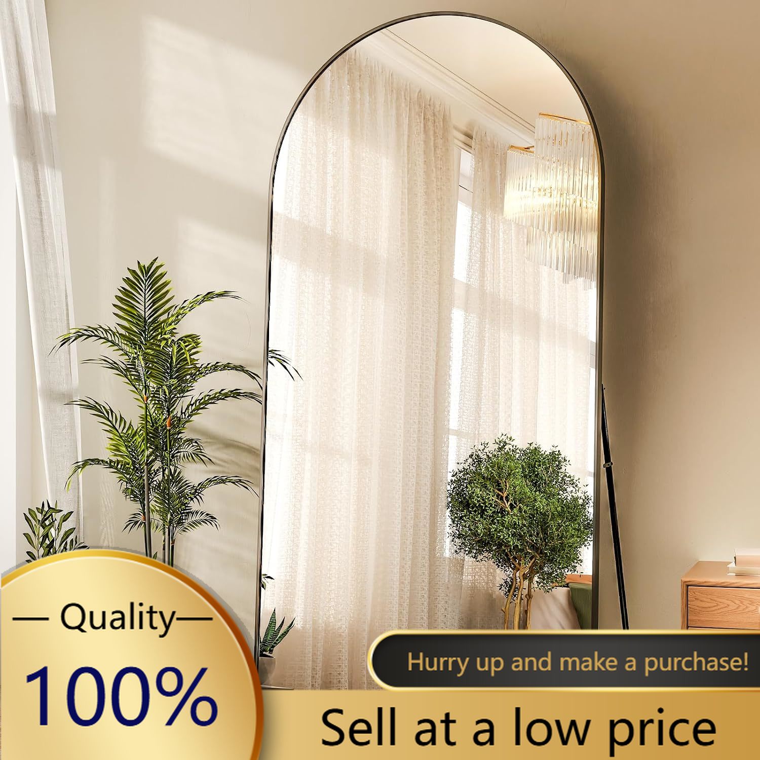 Arch Mirror Leaning - مرآة كاملة الطول مقوسة مقاس 71