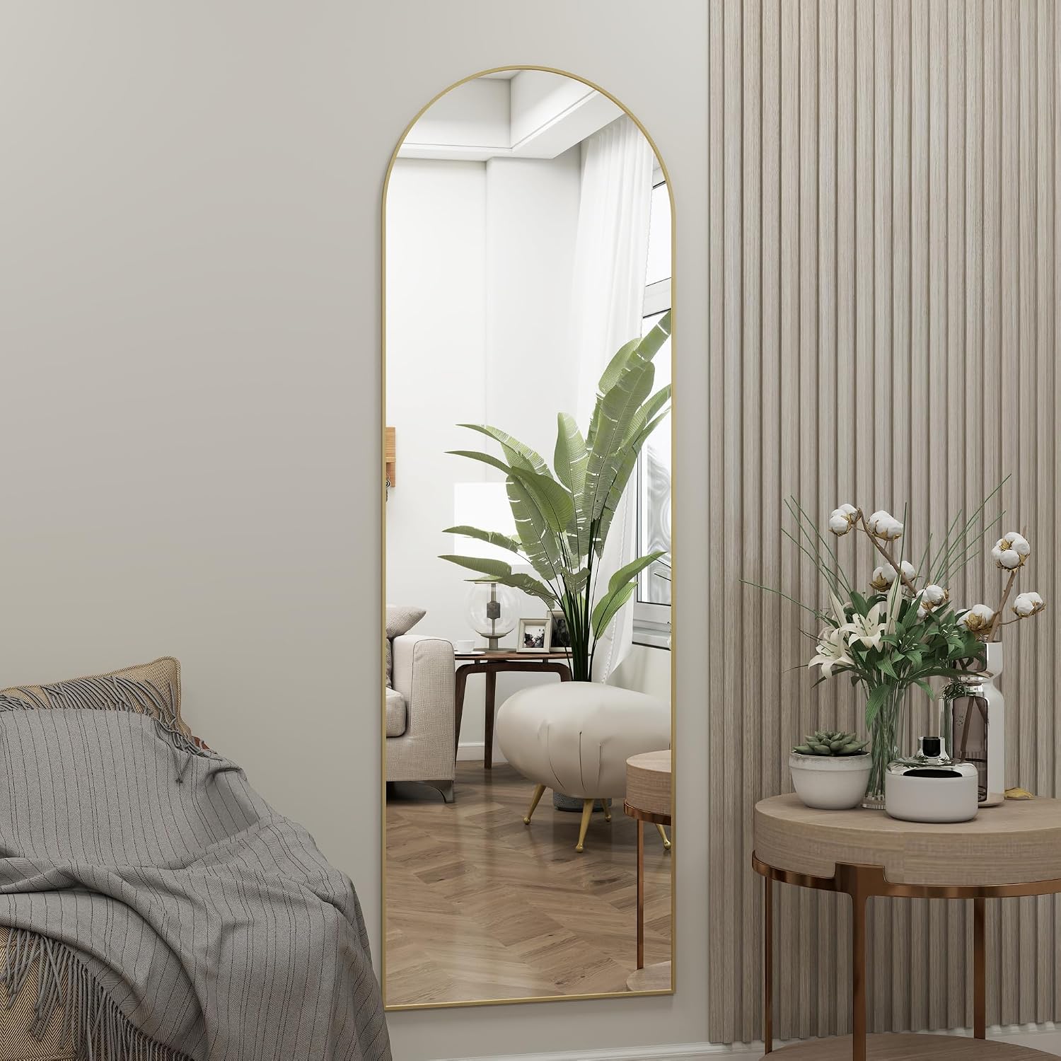 مرآة باب مقوسة كاملة الطول 48× - مراجعة Arch Mirror Leaning وسعره