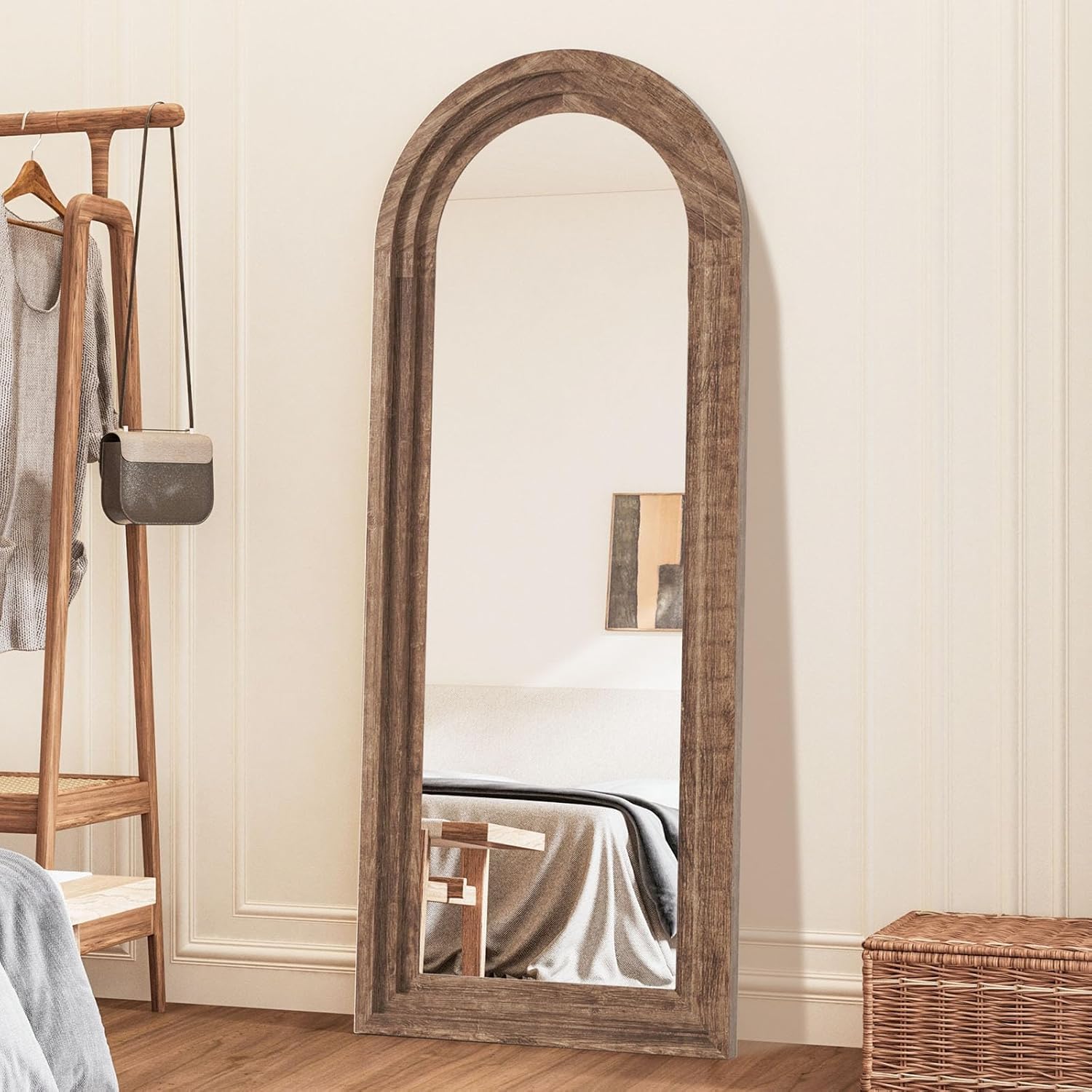 مرآة كاملة الطول بإطار خشبي صل - مراجعة Arch Mirror Leaning وسعره