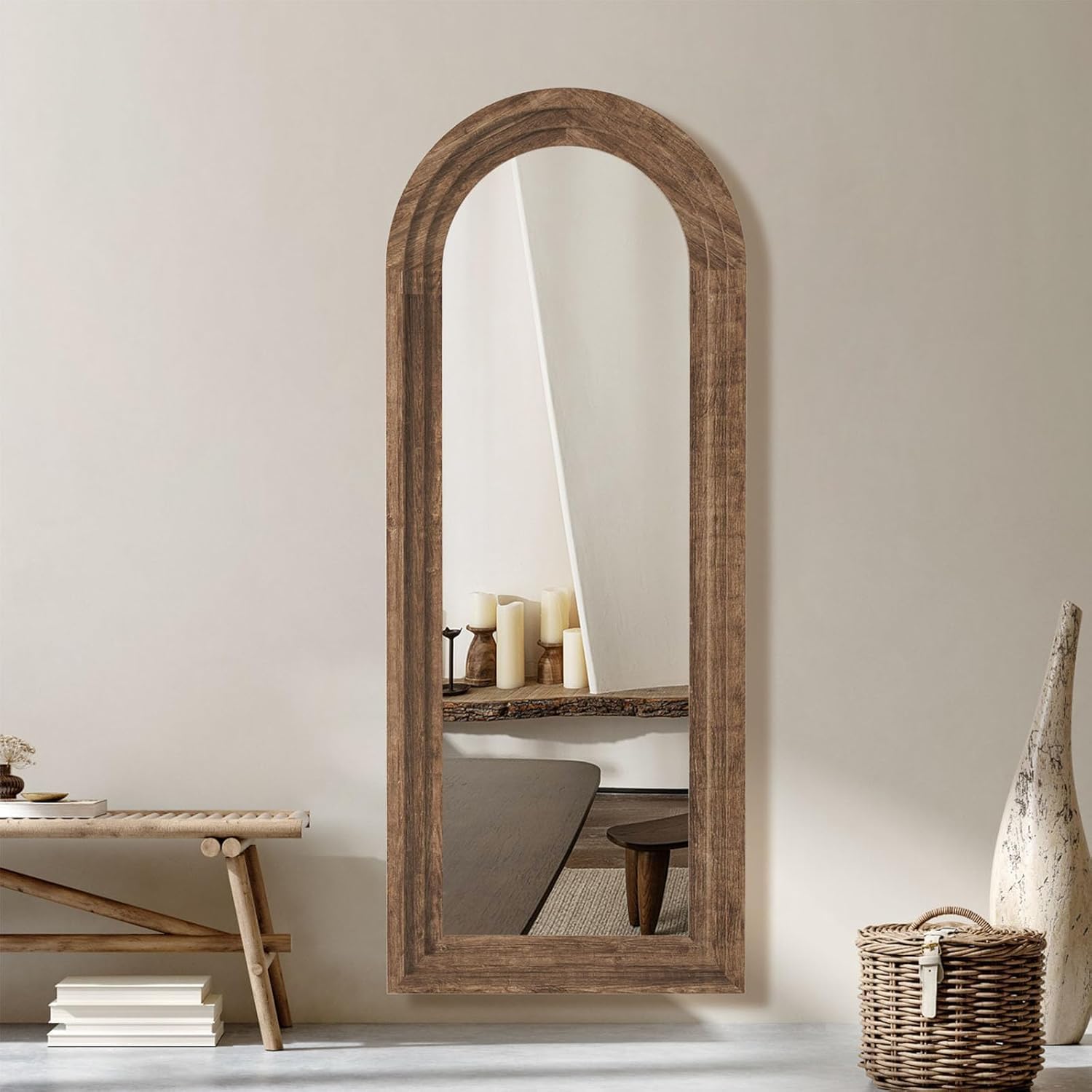 مرآة كاملة الطول بإطار خشبي صل - مراجعة Arch Mirror Leaning وسعره