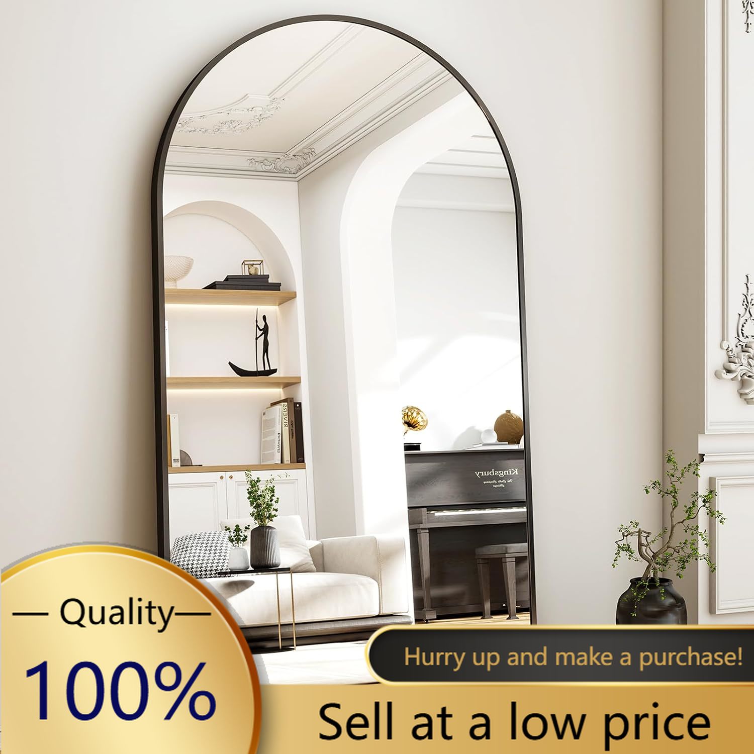 مرآة كاملة الطول مقوسة كبيرة ج - مراجعة Arch Mirror Leaning وسعره