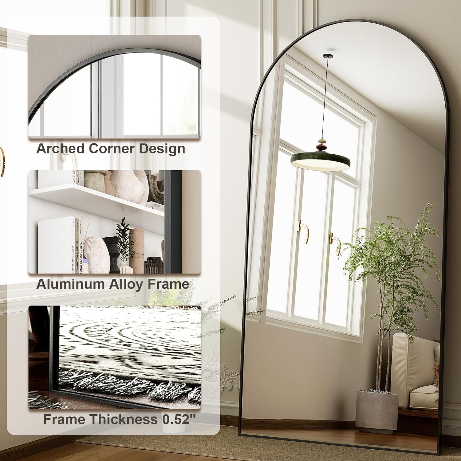 مرآة كاملة الطول مقوسة مقاس 71 - مراجعة Arch Mirror Leaning وسعره