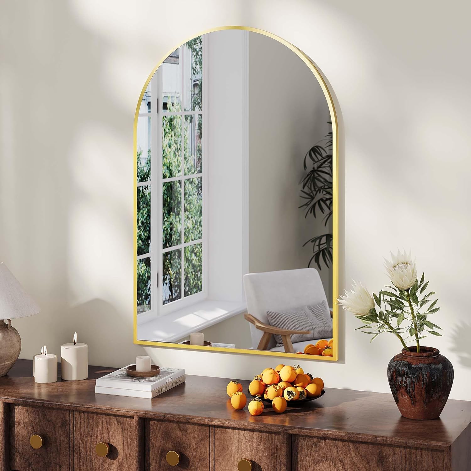مرآة حائط عصرية بتصميم مقوس، م - مراجعة Arch Mirror Leaning وسعره