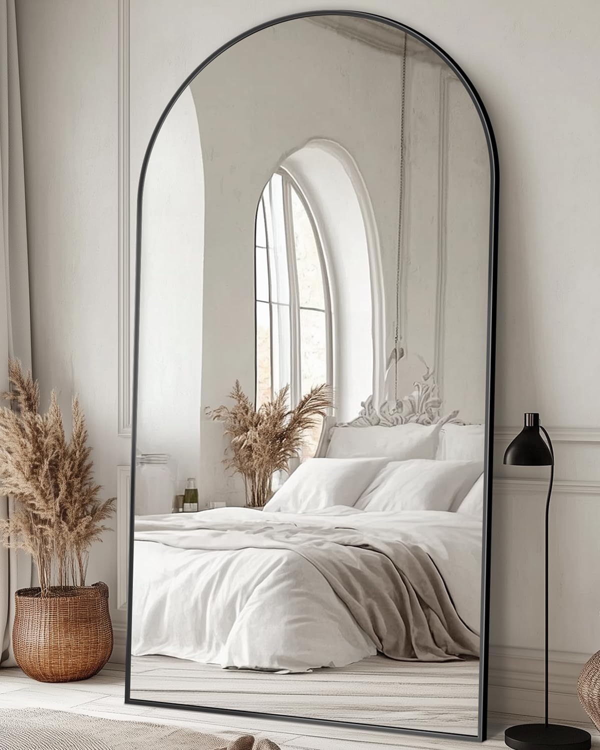 مرآة أرضية كاملة الطول سوداء ك - مراجعة Arch Mirror Leaning وسعره