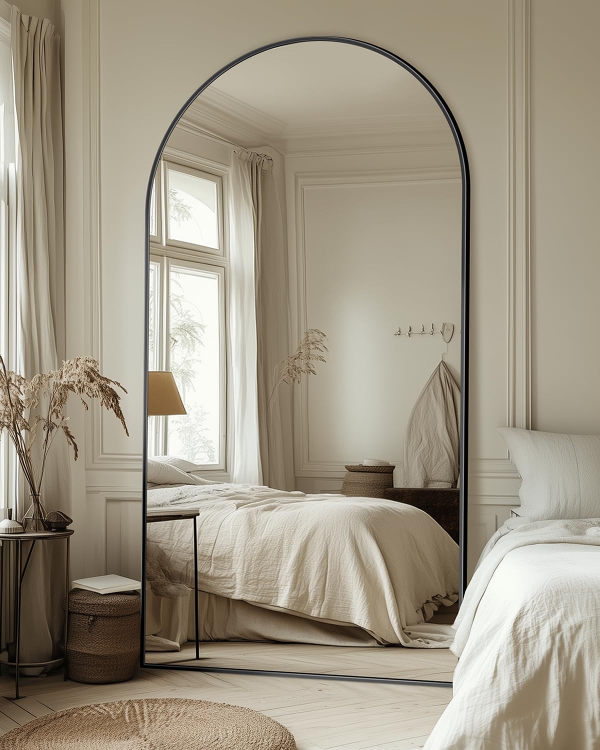 مرآة أرضية كاملة الطول سوداء ك - مراجعة Arch Mirror Leaning وسعره