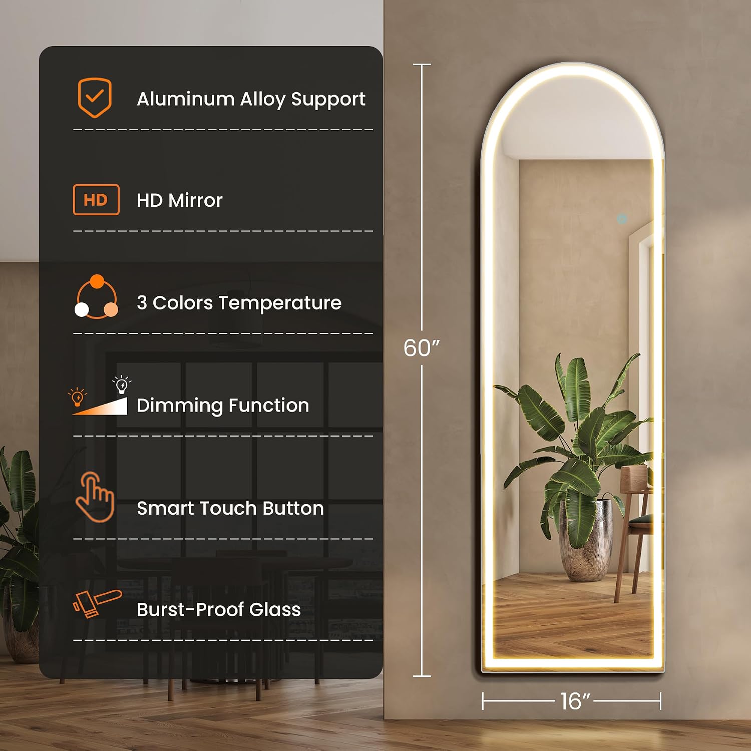 مرآة مقوسة كاملة الطول 16×60 ب - مراجعة Arch Mirror Leaning وسعره
