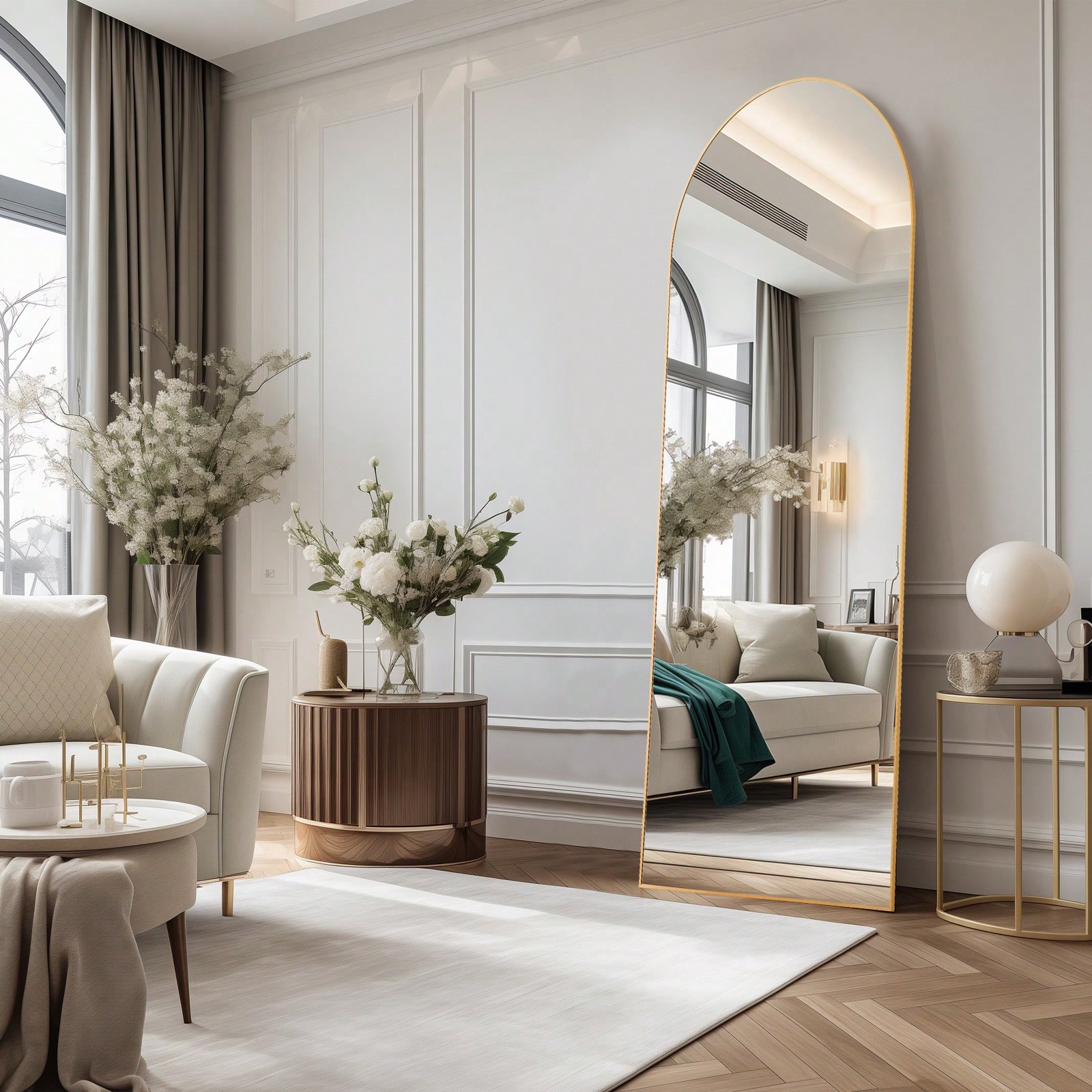 مرآة OLIXIS بطول 64 × 21 بوصة  - مراجعة Arch Mirror Leaning وسعره