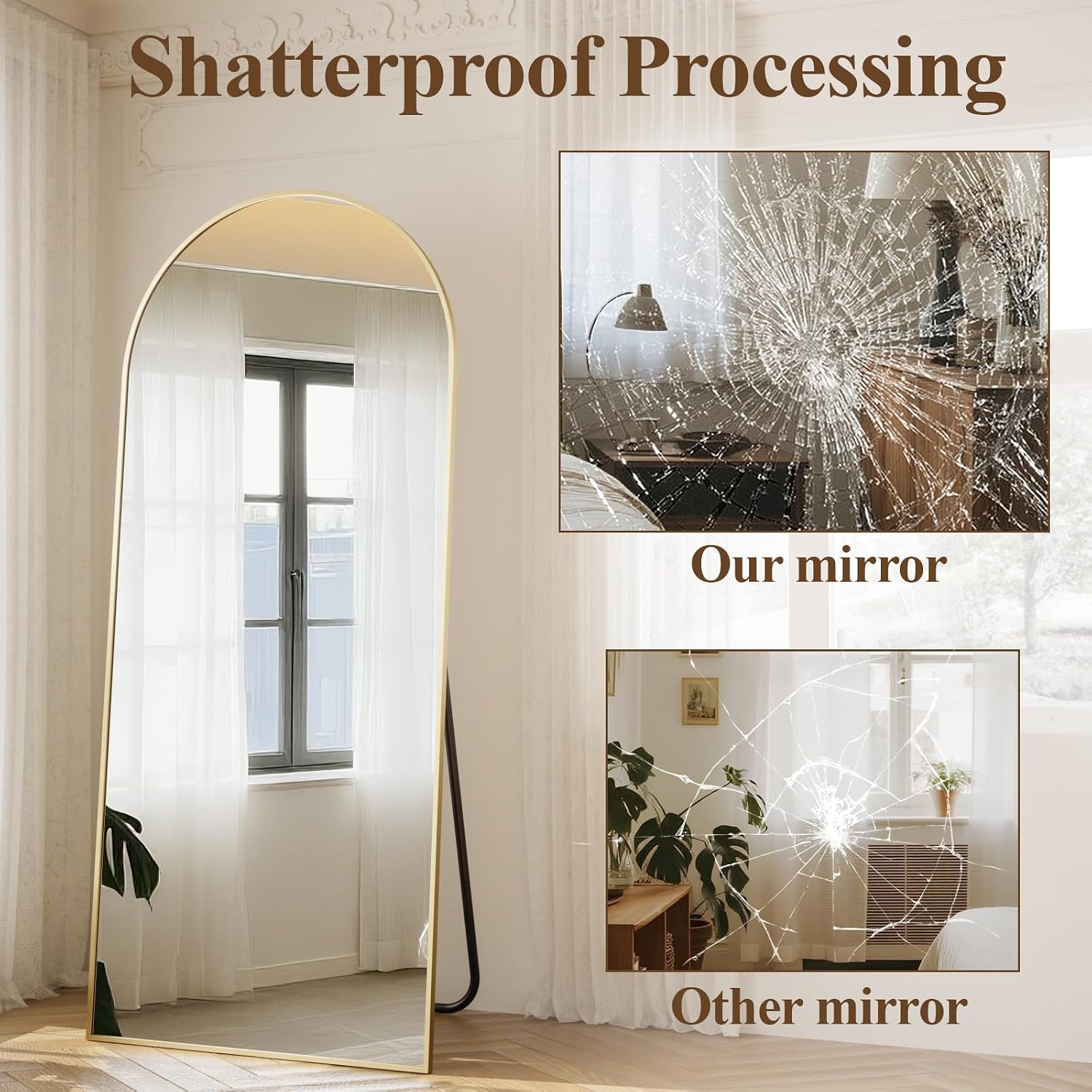 مرآة كبيرة مقوسة بطول كامل 78× - مراجعة Arch Mirror Leaning وسعره