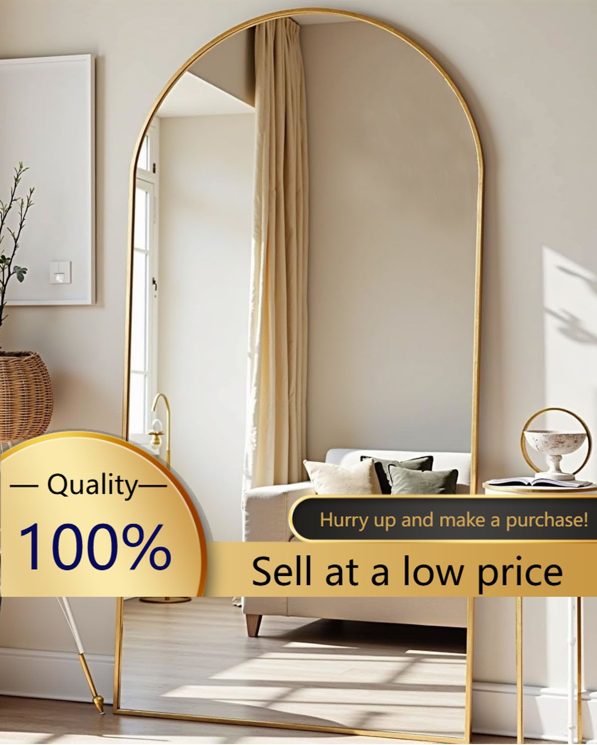 مرآة أرضية كبيرة الحجم 78 × 38 - مراجعة Arch Mirror Leaning وسعره