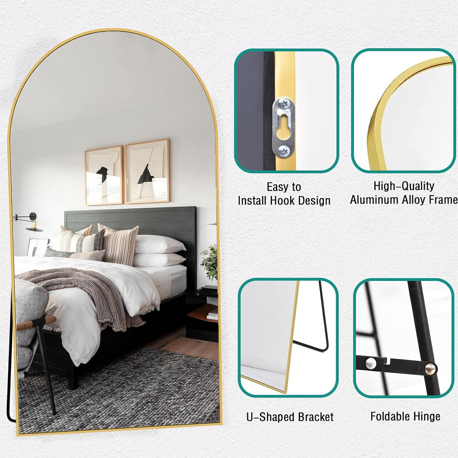مرآة أرضية كبيرة الحجم 78 × 38 - مراجعة Arch Mirror Leaning وسعره